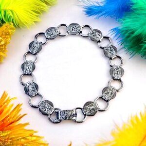 Sarah Coventry Silvertone Bracelet Vintage '59 Young & Gay Embossed Flow…